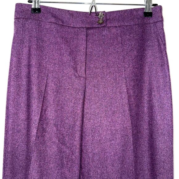 ETRO Flat Front Wide Leg Wool Trouser - Heathered Purple 44/8 - Picture 3 of 5